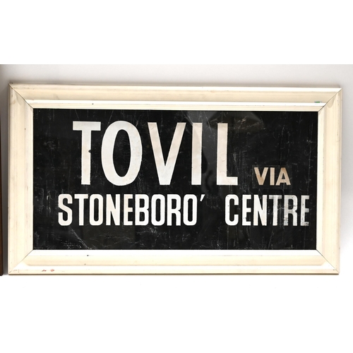 805 - Two framed mid-century bus route roll segments - Penenden Heath Centre & Tovil. Larger: W 99cm, H 68... 