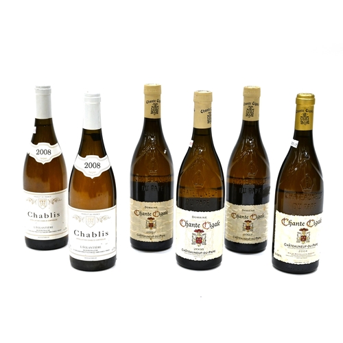 817 - Six bottles of French appellation controlee white wine comprising four bottles of Chateauneuf-du-Pap... 