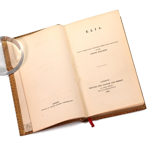 823 - Elia by Charles Lamb 1823 first edition, essays which have appeared under that signature in the Lond... 