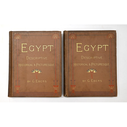 824 - Two folio volumes (xxiv, 3124 and xxiv, 388) Egypt Descriptive, Historical and Picturesque by G. Ebe... 