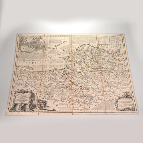 840 - Bowen, Emanuel an 18th century map of Somersetshire divided into its hundreds, with an insert of The... 