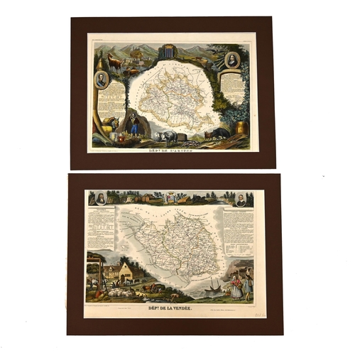 842 - Victor Jules Lavasseur (1800-1870) - Dépt. De L’Ariège, and Dépt. De la Vendée, from Atlas National ... 