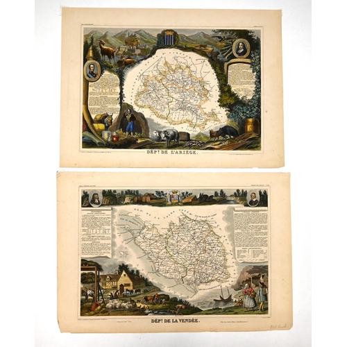 842 - Victor Jules Lavasseur (1800-1870) - Dépt. De L’Ariège, and Dépt. De la Vendée, from Atlas National ... 