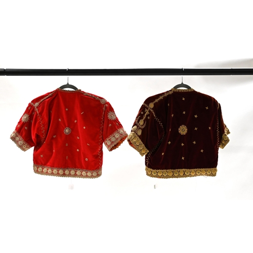 848 - Two lady's jackets of brocade velvet with silk linings with provenance from Mr Ronald George Stuart ... 