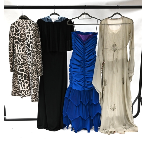 855 - Quantity of vintage fashion- to include house of Nicholas black and blue dress, a John Charles blue ... 