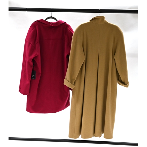 857 - Adriana Papell wool coat in pink with tags- size XL, and Canda wool long coat in Camel colour. Size ... 