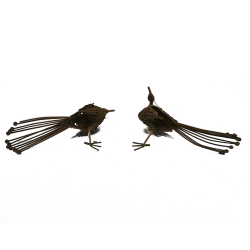 866 - A pair of steel garden secretary bird statues, high 48cm, length 65cm. 