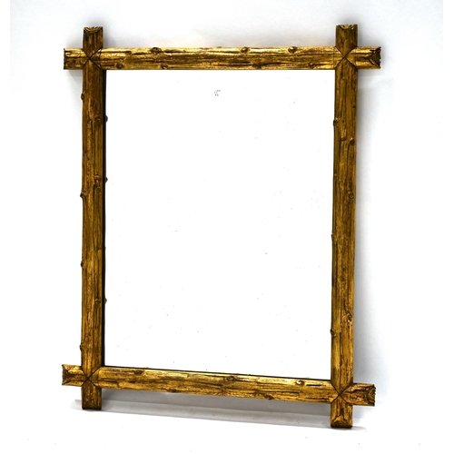 898 - A 19th Century mirror with naturalistic frame carved to represent unworked branches. Finished in gil... 