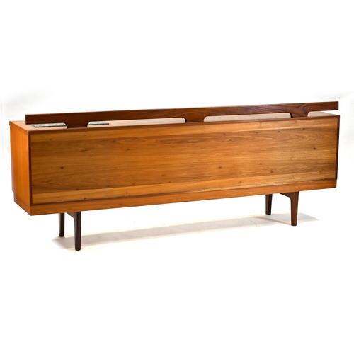 906 - Teak Mid Century Uniflex sideboard with black marble inset by Gunther Hoffstead. Double door cabinet... 