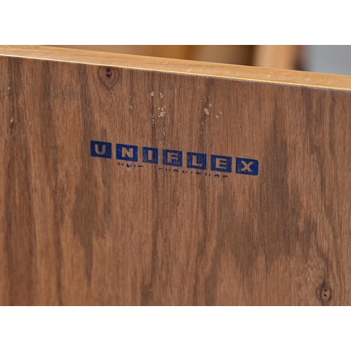 906 - Teak Mid Century Uniflex sideboard with black marble inset by Gunther Hoffstead. Double door cabinet... 