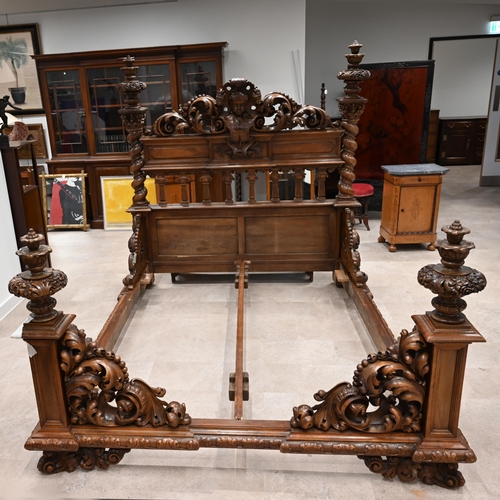 912 - A very high quality mid 19th Century Italian King sized (plus) bed. Constructed in Walnut it is prof... 