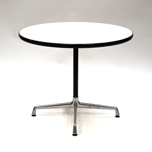 918 - Vitra meeting table designed by Ray and Charles Eames. White top with black stem and aluminium feet.... 