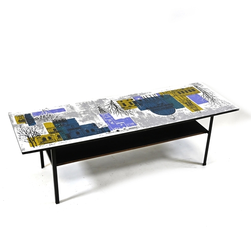 927 - Mid Century John Piper for Terence Conran London Skyline two tear Coffee Table c1960s. Retailed by H... 