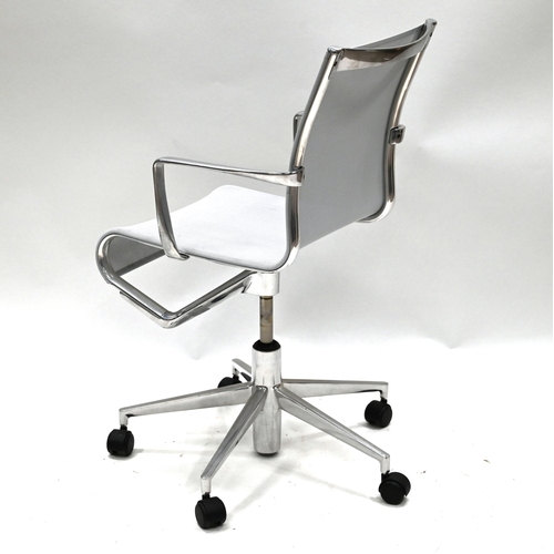 948 - Alias 44 Rolling Frame White Mesh swivel Office chair with polished aluminium base. Designed by Albe... 