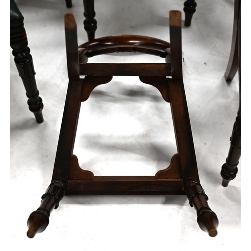 966 - Eight (8) mid 19th Century matching Mahogany and green vinyl balloon back dining chairs. Each: W 45c... 