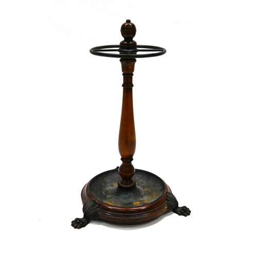 996 - A mahogany and bronze Victorian Stick Stand of circular form, the  circular base supported on three ... 