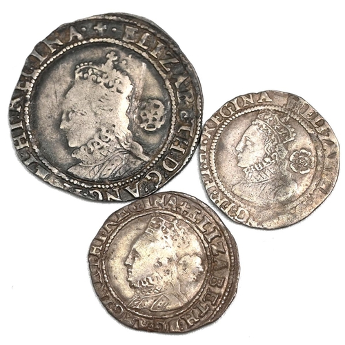 105 - Group of three (3) Queen Elizabeth I hammered silver coins dated 1566, 1578 and 1580. Includes (1) 1... 