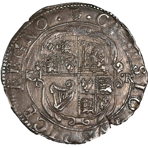 111 - 1632-1633 Tower mint under King Charles I hammered silver Shilling with harp mintmark. Obverse: crow... 