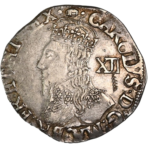 116 - 1636-1638 King Charles I Tower mint silver group D Shilling with tun mintmark (S 2792). Obverse: cro... 