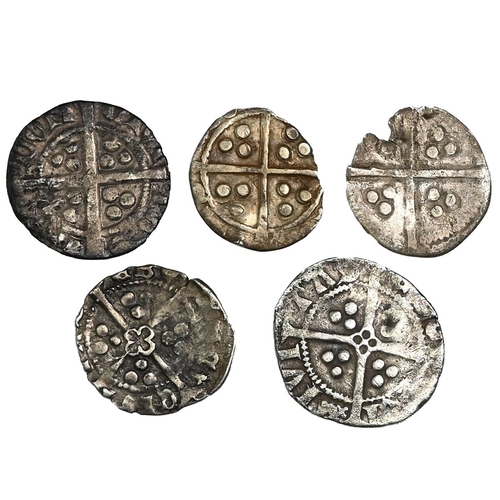 126 - Group of five (5) English hammered silver Pennies. Includes (1) 1279-1307 King Edward I New Coinage ... 