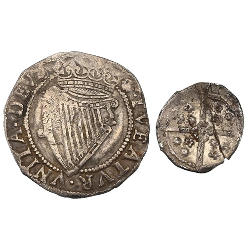 132 - Group of two (2) Ireland hammered silver coins of King Edward IV and King James I. Includes (1) c147... 