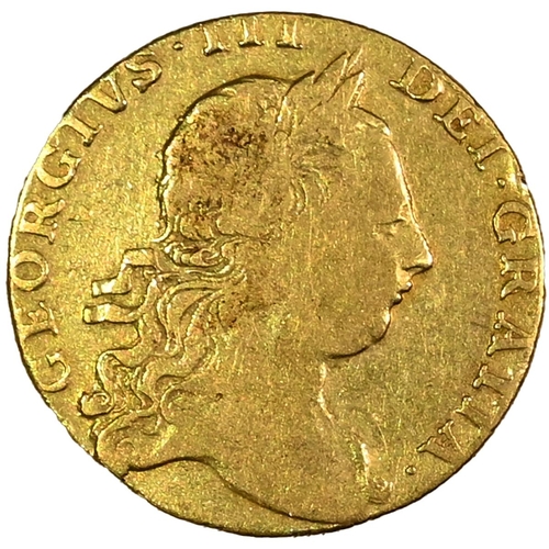 140 - 1766 scarce date King George III gold full Guinea with third laureate head (Bull EGC 676, S 3727). O... 