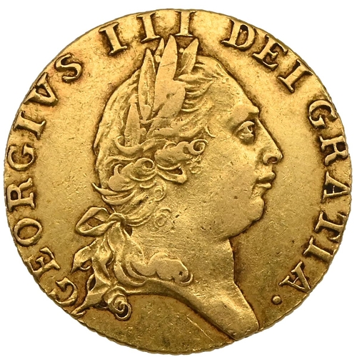 141 - 1790 King George III gold full ‘Spade' reverse Guinea coin (S 3729, MCE 394). Obverse: 'GEORGIVS III... 