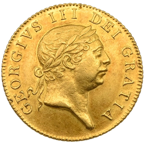 142 - 1813 King George III gold 'Military' type full Guinea with a shield in garter design (S 3730, Schnei... 