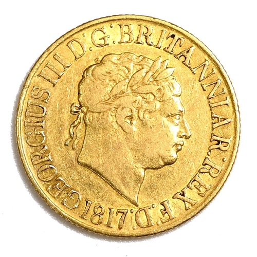 151 - 1817 King George III gold 'full' Sovereign: first year of issue with Saint George reverse (S 3785, M... 