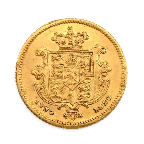 159 - 1836 King William IV larger size gold Half Sovereign coin with bare head portrait (S 3831, Marsh 412... 