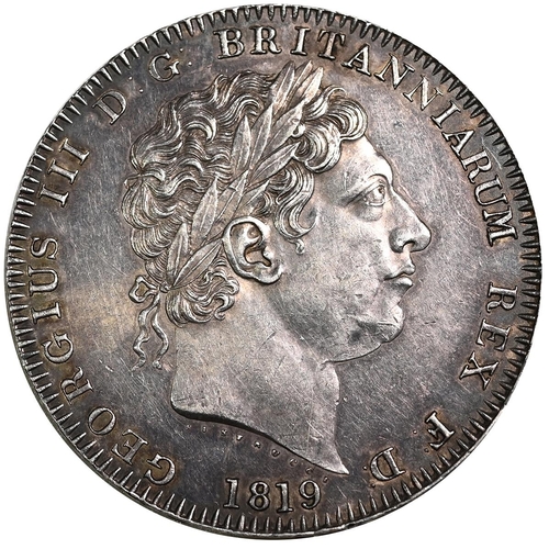 162 - 1819 King George III silver Crown coin with 'LIX' regnal year to edge (S 3787, ESC. 216, Bull 2013).... 