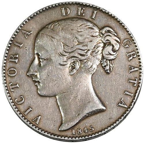 164 - 1845 Queen Victoria Young Head silver Crown coin with 'VIII' regnal year to edge (Davies 433, ESC 28... 