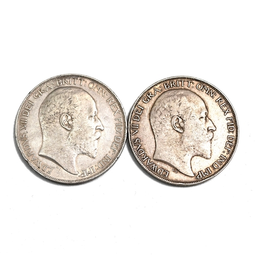 168 - Group of two (2) 1902 silver Crowns of King Edward VII with St George reverse design (S 3978). Obver... 