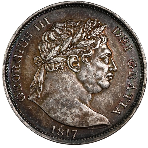 173 - 1817 King George III silver Halfcrown coin with Benedetto Pistrucci 'Bull Head' portrait (S 3788, ES... 