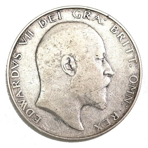177 - 1905 King Edward VII silver coronation year Halfcrown with a bare head portrait (S 3980). Obverse: e... 