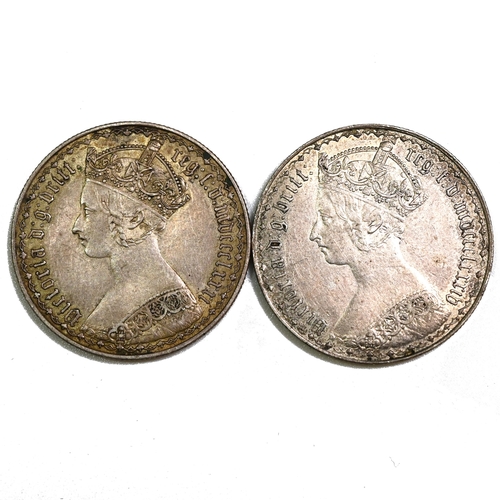 180 - Group of two (2) 'Gothic' Florins (Two Shillings) of Queen Victoria dated 1881 and 1884 (S 3900, ESC... 