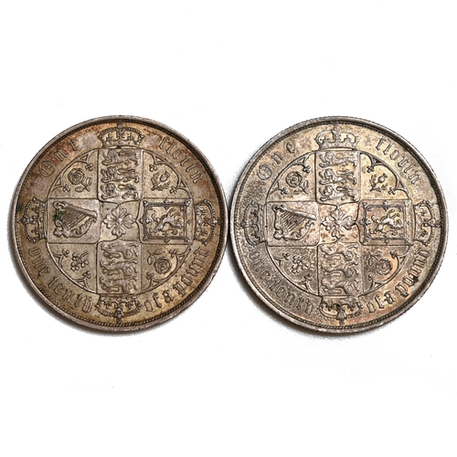 180 - Group of two (2) 'Gothic' Florins (Two Shillings) of Queen Victoria dated 1881 and 1884 (S 3900, ESC... 