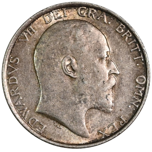 194 - 1908 King Edward VII difficult to find silver Shilling coin (ESC 1417, Bull 3594, S 3982). Obverse: ... 