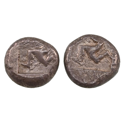 2 - Group of two (2) 465-430 BC Pamphylia, Aspendos silver Staters. Obverses: both feature a warrior, ad... 