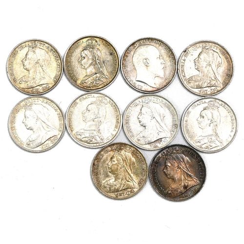 202 - Group of ten (10) late 19th and early 20th-century silver Sixpences dated 1887 through 1910 includin... 