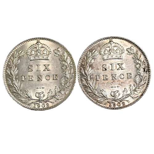 203 - Group of two (2) King Edward VII silver Sixpences dated 1902 and 1903 (S 3983). Includes (1) 1902 Ki... 