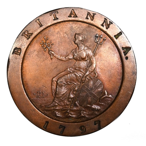 215 - 1797 King George III 'Cartwheel' copper Twopence manufactured by the Soho Mint (S 3776). Obverse: sm... 