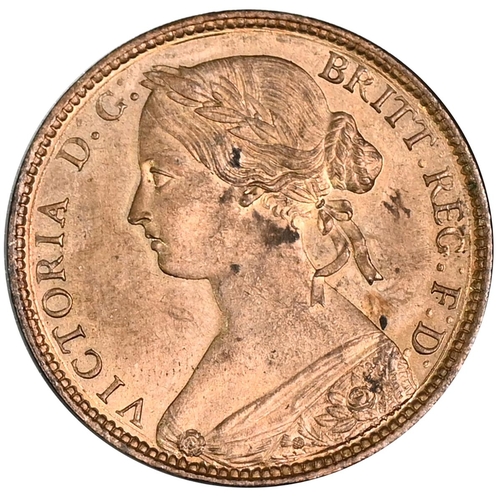 219 - 1860 Queen Victoria bronze Penny coin with toothed border and (S  3954). Obverse: laureate and drape... 