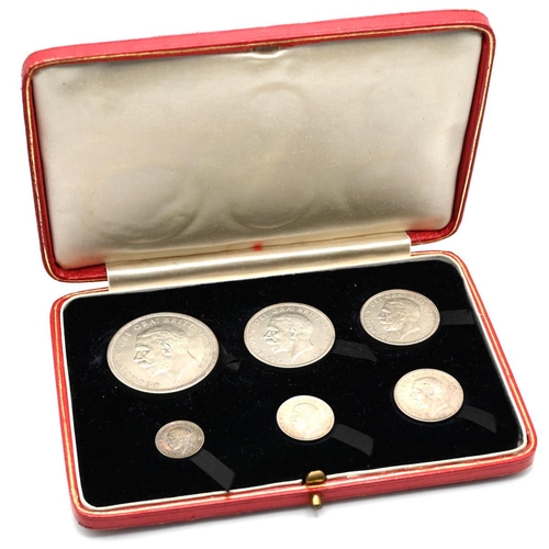 234 - 1927 King George V six-coin silver proof specimen set from the Royal Mint in original red leather bo... 