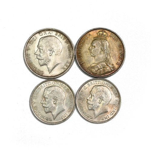 244 - Group of four (4) British silver coins from the late 19th and early 20th century. Includes (1) 1888 ... 