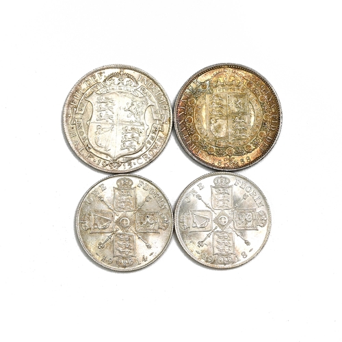 244 - Group of four (4) British silver coins from the late 19th and early 20th century. Includes (1) 1888 ... 