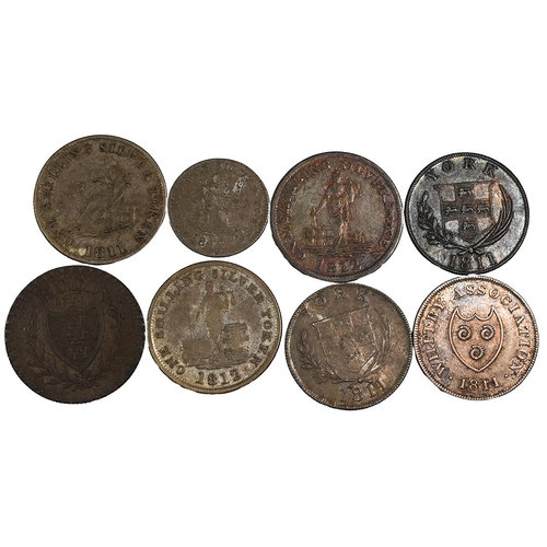 246 - Group of eight (8) silver early 19th century Shilling tokens from the north of England. Includes (1)... 