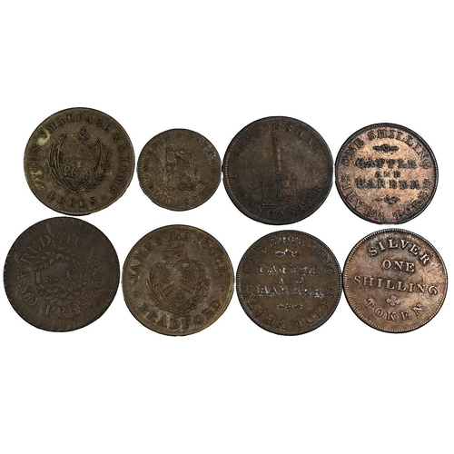 246 - Group of eight (8) silver early 19th century Shilling tokens from the north of England. Includes (1)... 