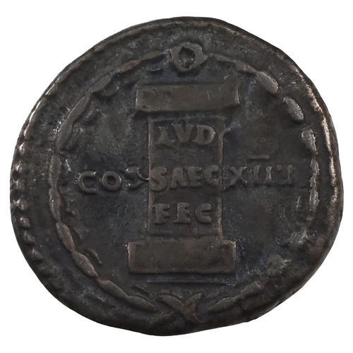 28 - 81-96 AD Roman Empire, Domitian silver Secular Games Denarius, mint of Rome. Obverse: laureate head ... 