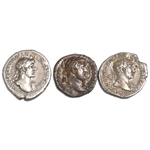 31 - Group of three (3) 117-138 AD Roman Empire Hadrian silver Denarii. Includes (1) Hadrian 'FIDES PVBLI... 